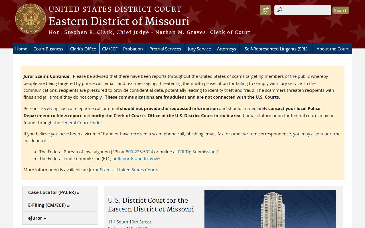 Dent County Circuit Clerk records and Eastern District of Missouri federal court
