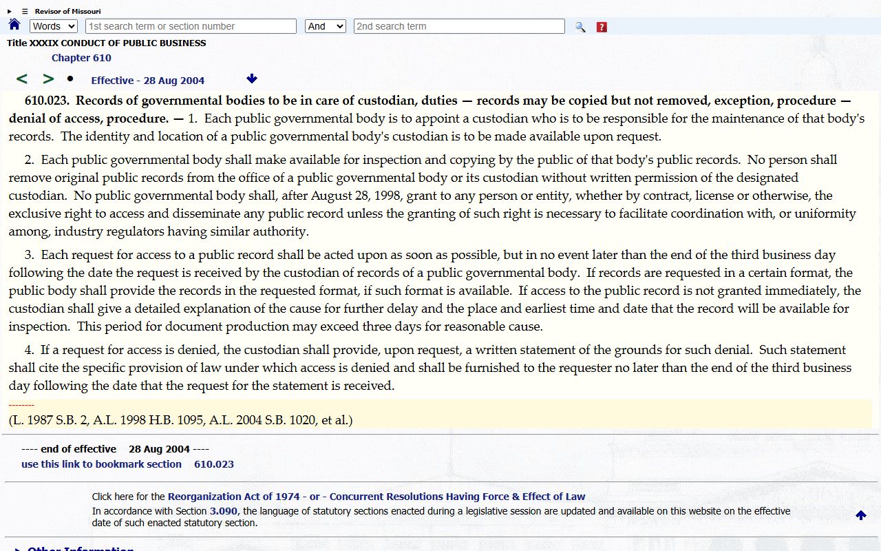 Dent County criminal court records Missouri public records request source