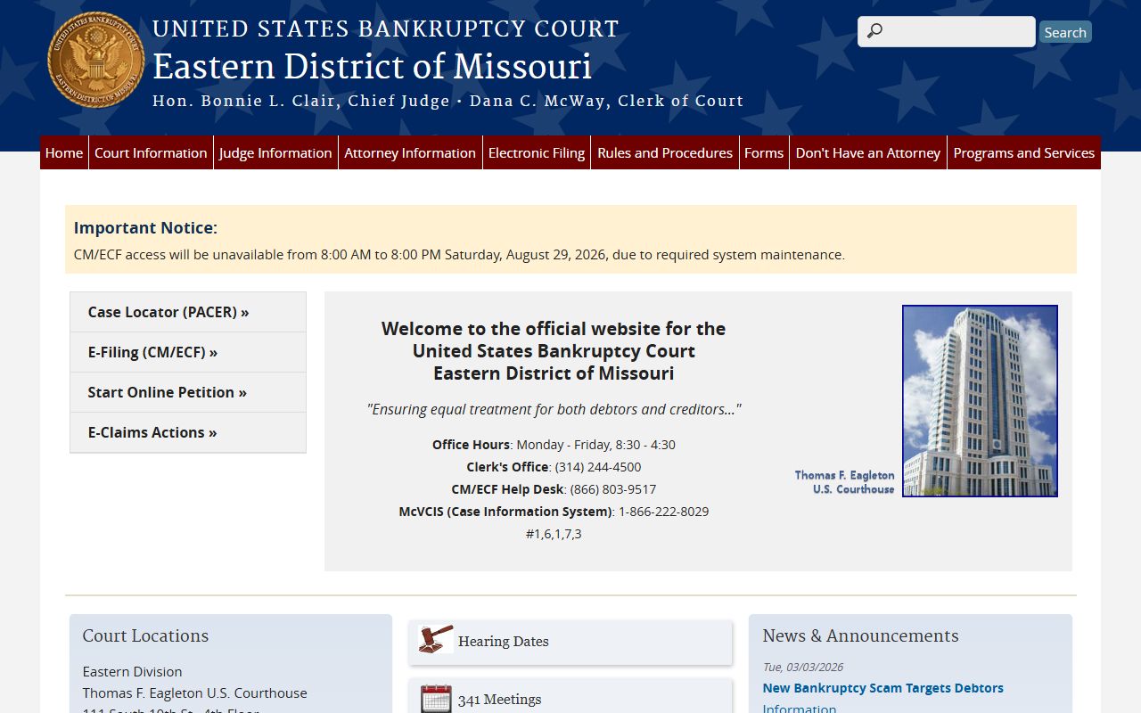 Dent County probate records Eastern District of Missouri Bankruptcy Court