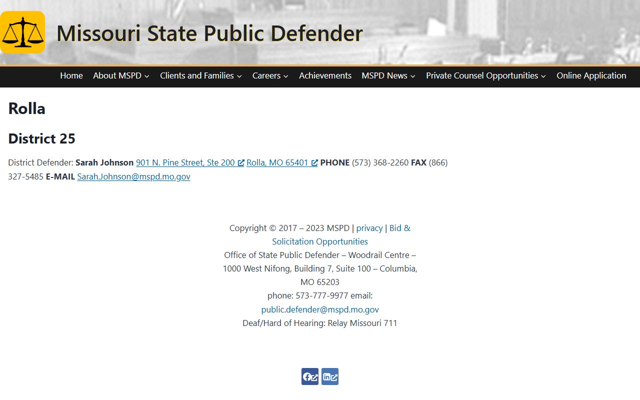 Dent County warrant records Rolla public defender office source
