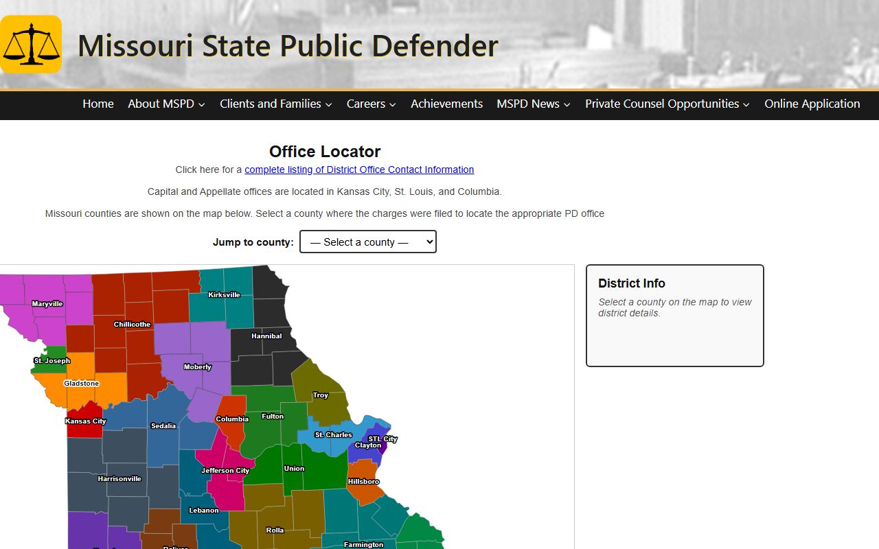 Dent County warrant search Missouri public defender office locator source